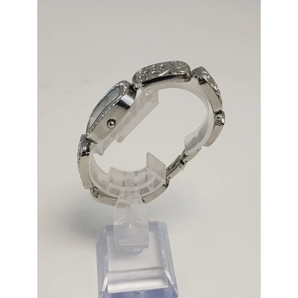 Allude Ladies Gemmed Quartz Watch 22mm Oval Silver‎ Tone Metal Heart Link